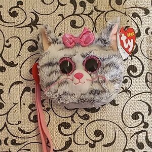 Ty Gear Cat Plush Purse with Pink Bow
